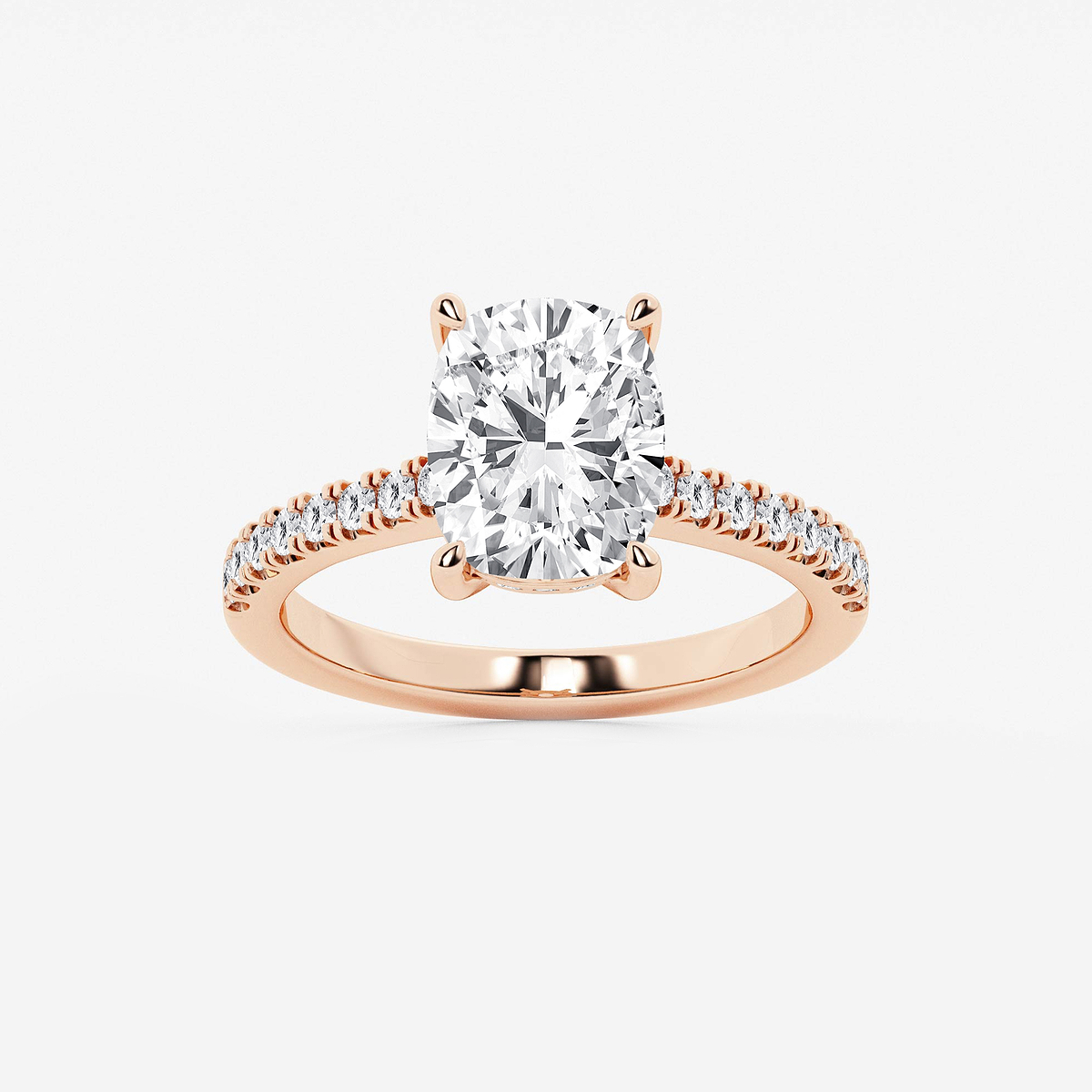 3 1/3 ctw Elongated Cushion Lab Grown Diamond Hidden Halo Engagement Ring